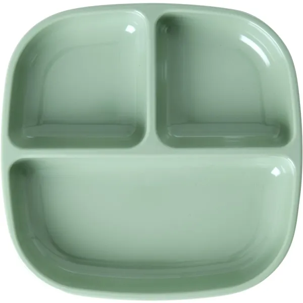 RICE Green Melamin Kinderteller mit 3 Fächern