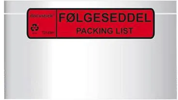 Lieferscheintasche Docustick Standard mit Aufdruck C65 225 mm x 122 mm
